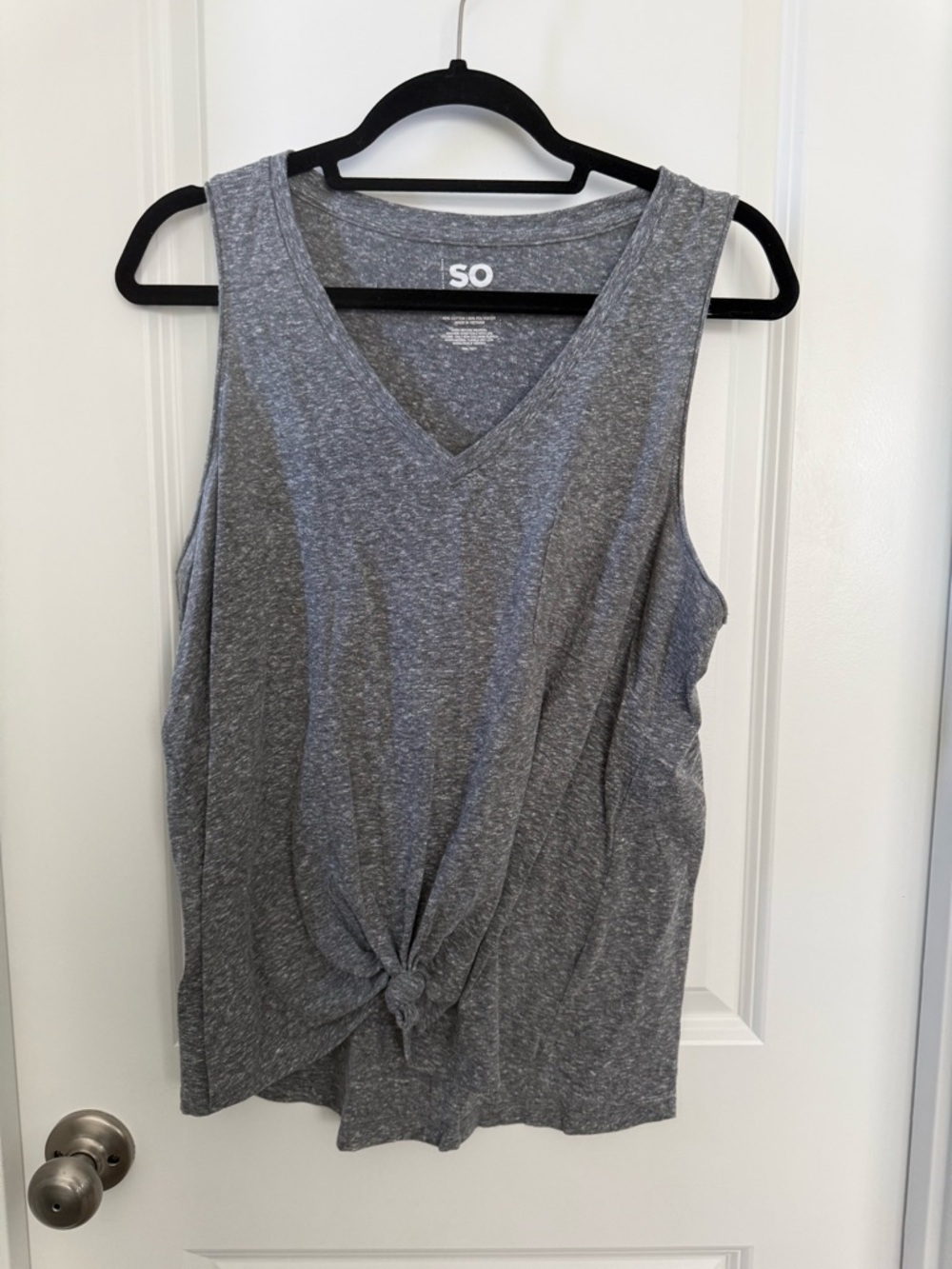SO Heather Gray V-Neck Tie-Front Tank